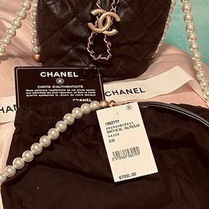Authentic Beautiful Chanel pearl strap crossbody small bag